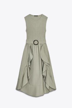 ĐẦM PHỐI VẢI KÈM THẮT LƯNG - M