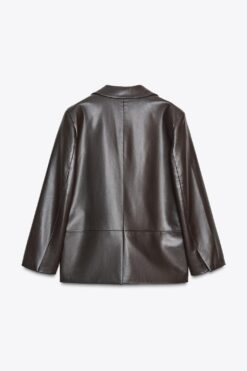 Alternative view of ÁO KHOÁC BLAZER GIẢ DA DÁNG SUÔNG