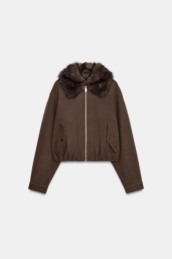 ÁO BOMBER MỀM MỊN CỔ GIẢ LÔNG