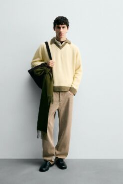 Alternative view of ÁO POLO DỆT KIM PHA LEN PHỐI MÀU