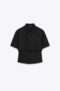 ÁO SƠ MI VẢI PHA LINEN KIỂU HAI LỚP CHIẾT EO