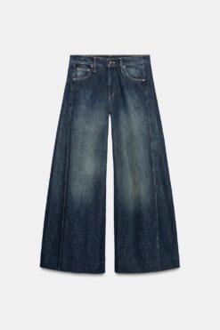 QUẦN JEANS ZW COLLECTION ỐNG RỘNG CẠP VỪA XẾP LY BÊN HÔNG